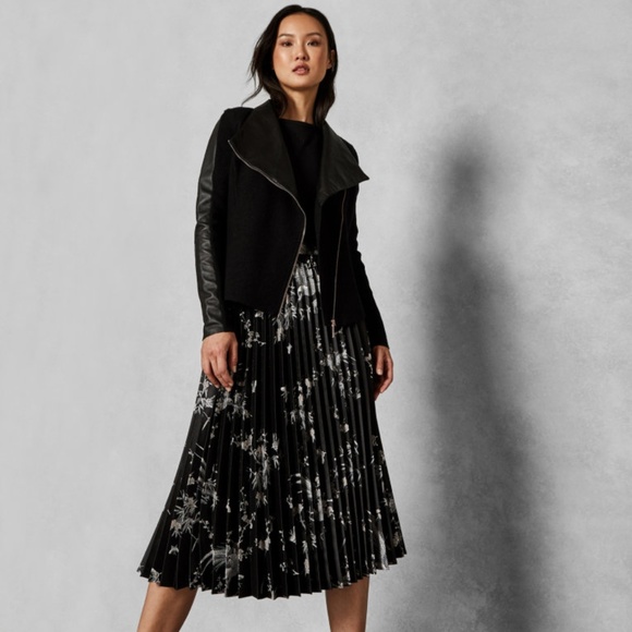 🍒NWT🍒 TED BAKER ALYCIIA JACQUARD PLEAT SKIRT - Picture 2 of 8